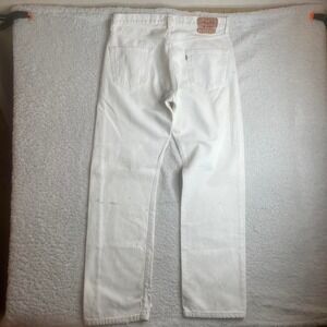 Y2K Levi's 501 men white paint splatter distress straight leg jeans paper tag 36